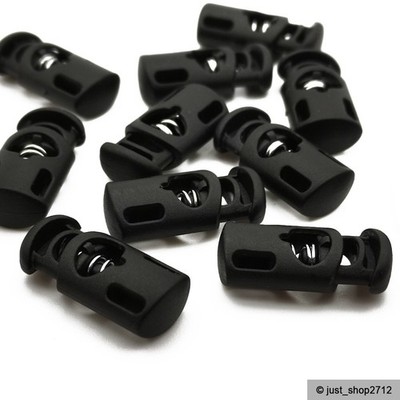 Kordelstopper 1-Loch Schwarz Stopper Kordel 20x7,2mm