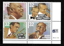 USA SC #3099a American Music Series - Big Band Leaders -   BLK4  . MNH
