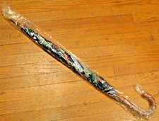 NOS Vintage 80s Ralph Lauren Blue  Green Tartan Flowered Doormans Hook Umbrella