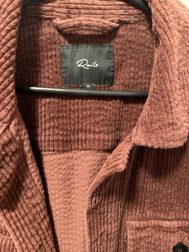 Rails Men’s Corduroy Shirt Jacket Chore Coat Burgundy Size M Overshirt image 3