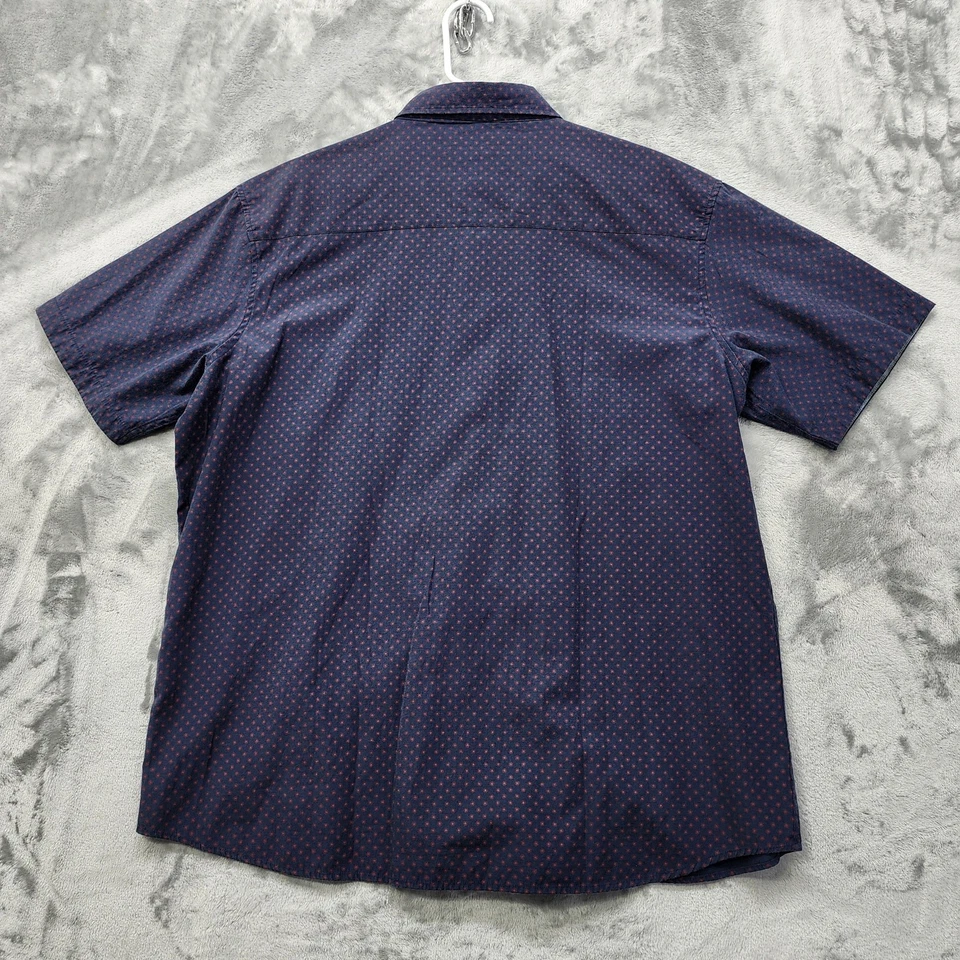 Camisa masculina Sahara Club XXL azul vermelha bolinhas algodão manga curta botão frontal - Imagem 2 de 4