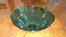 Centerpiece Serving Bowl Heavy Glass Fruit Bowl Deep Green
