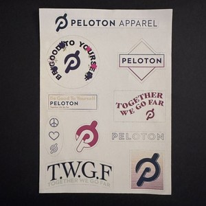 PELOTON Sticker Decal 5"x 7" Sheet  TOGETHER WE GO FAR Logo • Bike Tread Row • 