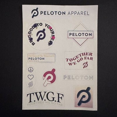 PELOTON Sticker Decal 5''x 7'' Sheet  TOGETHER WE GO FAR Logo   Bike Tread Row   