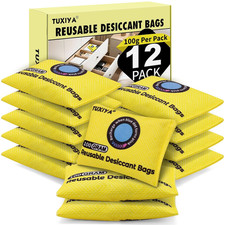 12Pack 100G Each Rechargeable Silica Gel Desiccant Packets,Color Indicating Des