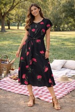 Women's JustFab Black Floral Dress Size M Holiday Clearance