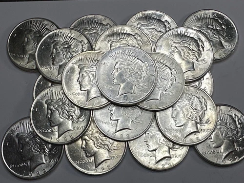 (20) 1922 Peace Dollars SILVER CH/BU/GEM Luster, Full Roll Collector Lot