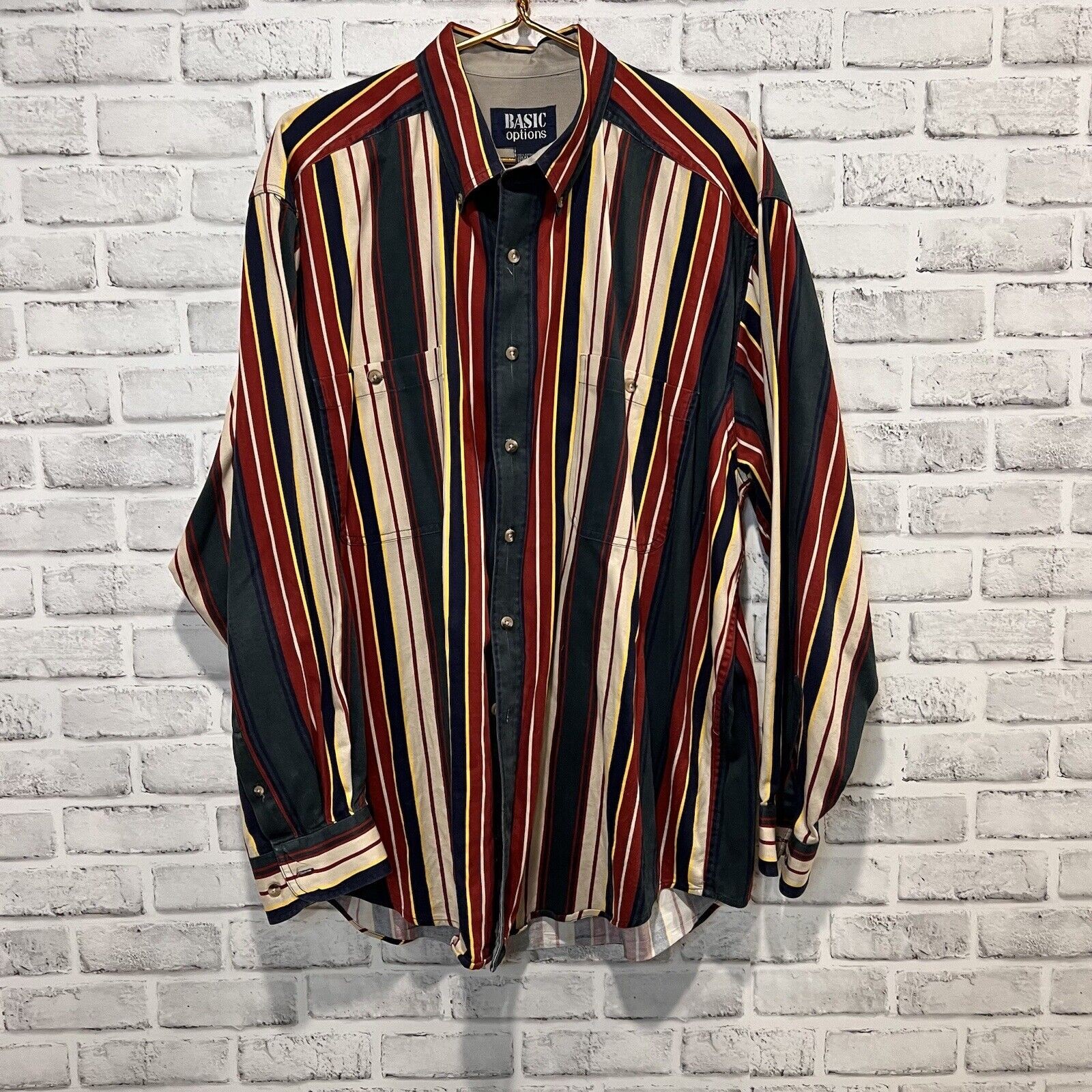 Basic Options Long Sleeve Button Down Shirt XL Vi… - image 1