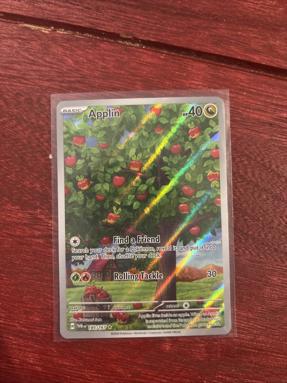 Pokémon TCG Applin Holo Illustration Rare Card 185/167 Twilight Masquerade NM