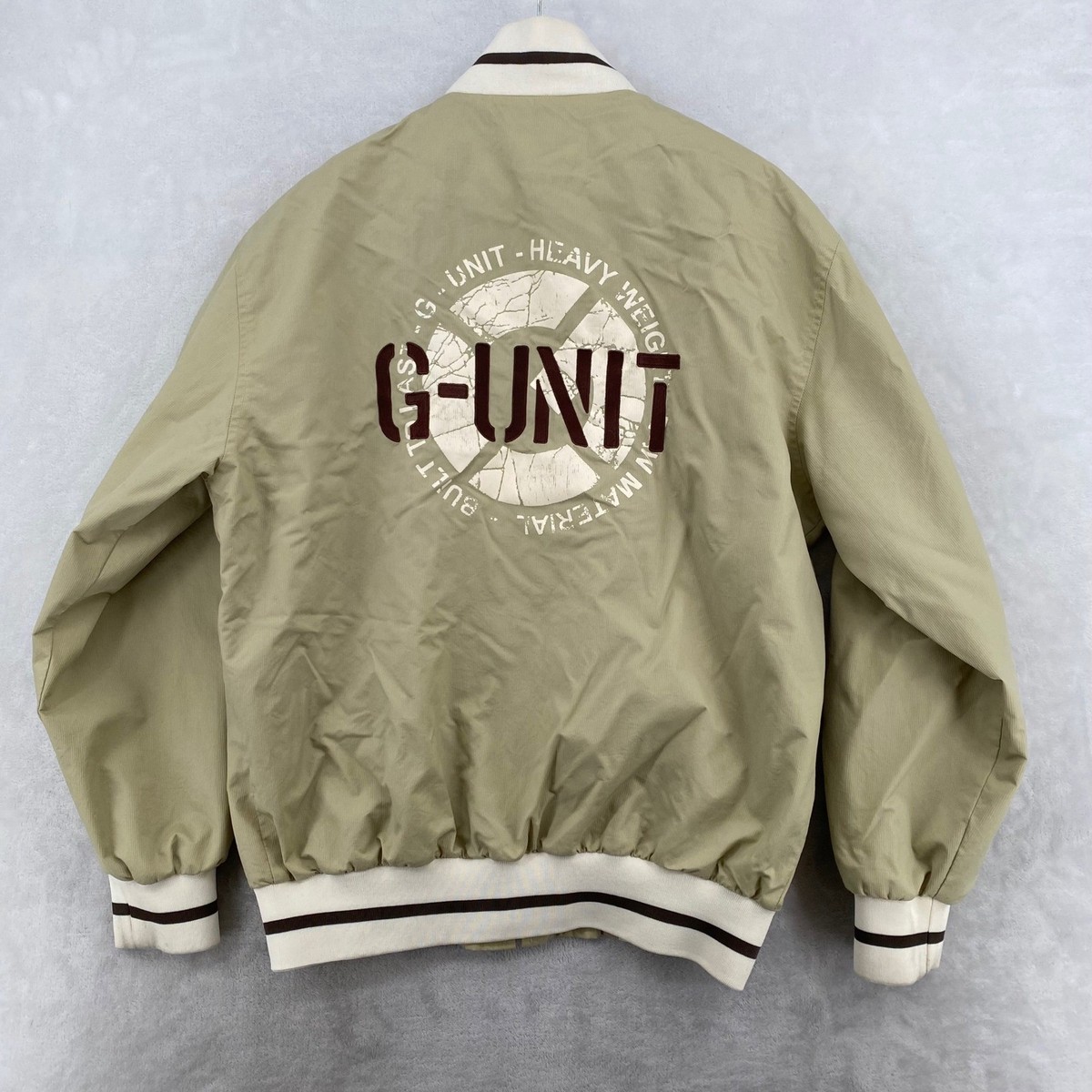 G-Unit Heavy Weight Jacket Mens L Tan Vintage Y2K Hip Hop 50 Cent