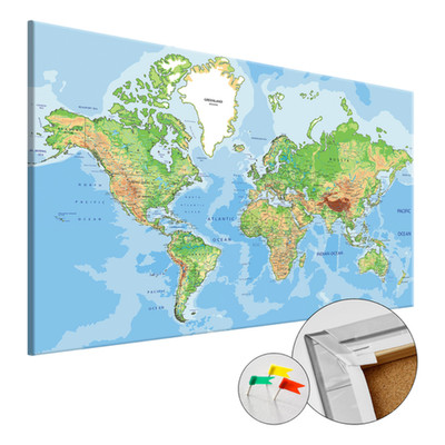 Korkbild World Geography - Kork - Grün - 120 x 80 cm