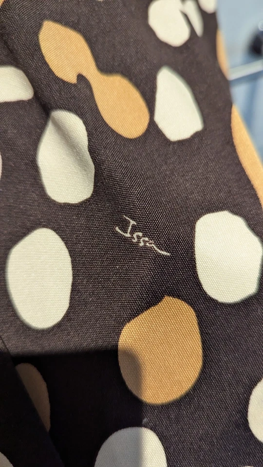 Silk Issa Wrap Dress Multi Print Spots Brown White Beige Size XS - Image 4 of 4