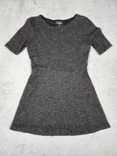 Lulus Dress Womens Large Gray Knit Short Sleeve Fit Flare Stretch USA DD2851