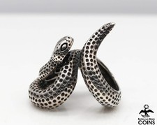 Modernist Sterling Silver Snake Statement Ring