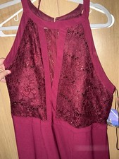 Sequined Bodice Gown Size 16 Women Maroon NWOT homecoming prom One Little Stain
