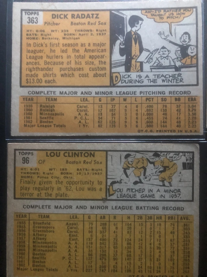 1963-Topps/Fleer-BOSTON RED SOX (13 CARTAS) Malzone-Gardner-Conley-VINTAGE MLB Foto 4 de 4