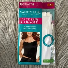 Vanity Fair Radiant Collection Lace Trim Camisole Womens Size Medium White Tank