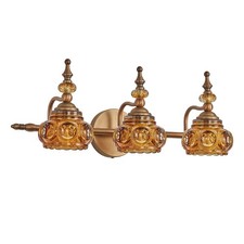 Vintage Bathroom Vanity Light Fixtures, 3-Light Brass Vanity Wall Light Over ...