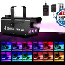 Donner DFM-500 Fog Machine 500W 2000CFM RGB LED 13 Colors 2 Remotes