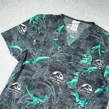 Jurrasic World Park Scrub Top XS extra small Cherokee Tooniforms Dinosaurs NWT