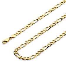 Wellingsale 14k Yellow Gold Solid 4.5mm Figaro Chain Necklace