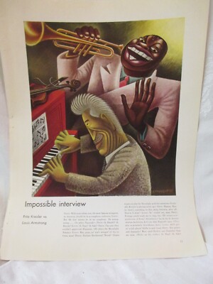 Antique 1930's Vanity Fair Print Impossible Interview Louis Armstrong