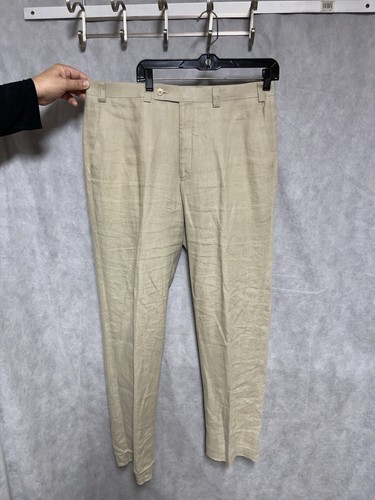 Calvin Klein Pants Men 36X32 Linen Slacks Academia Chino Casual Hybrid Career