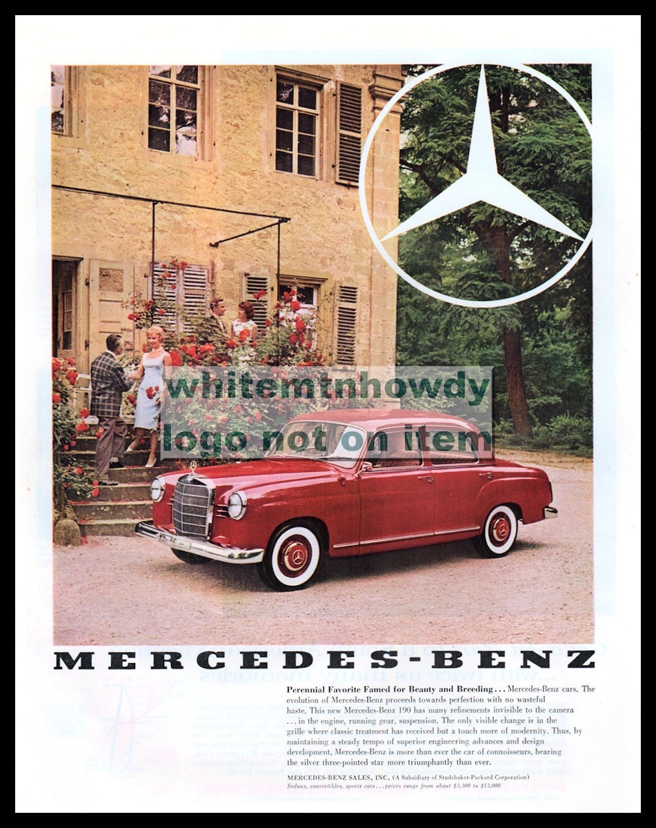 1960 MERCEDES BENZ 190 Red 4-door Sedan Classic Car Original PRINT