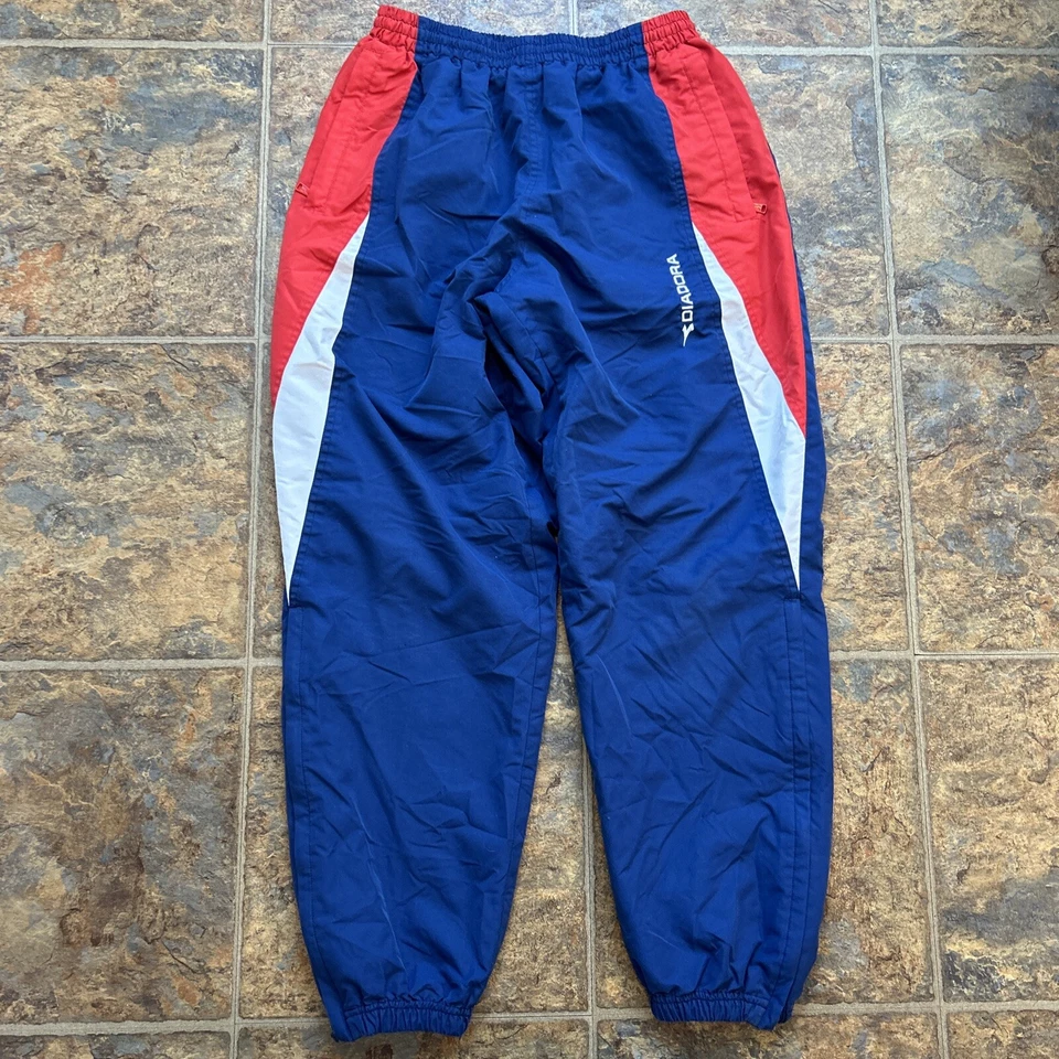Vtg DIADORA Sweatpants Soccer Football Polyester Zipper Ankles Lined Size Med - Image 2 of 4