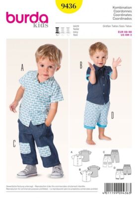 BURDA KIDS 9436 Jungen Coordinates Schnittmuster 3 Monate - 3 Jahre Easy