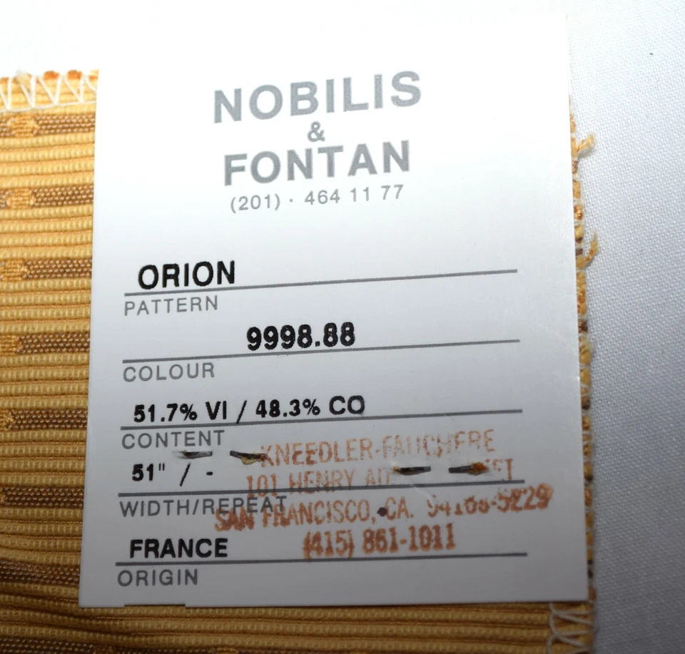 Nobilis Lot of 5 Striped Solid Cotton Viscose Upholstery Fabric Samples France - Image 3 of 4