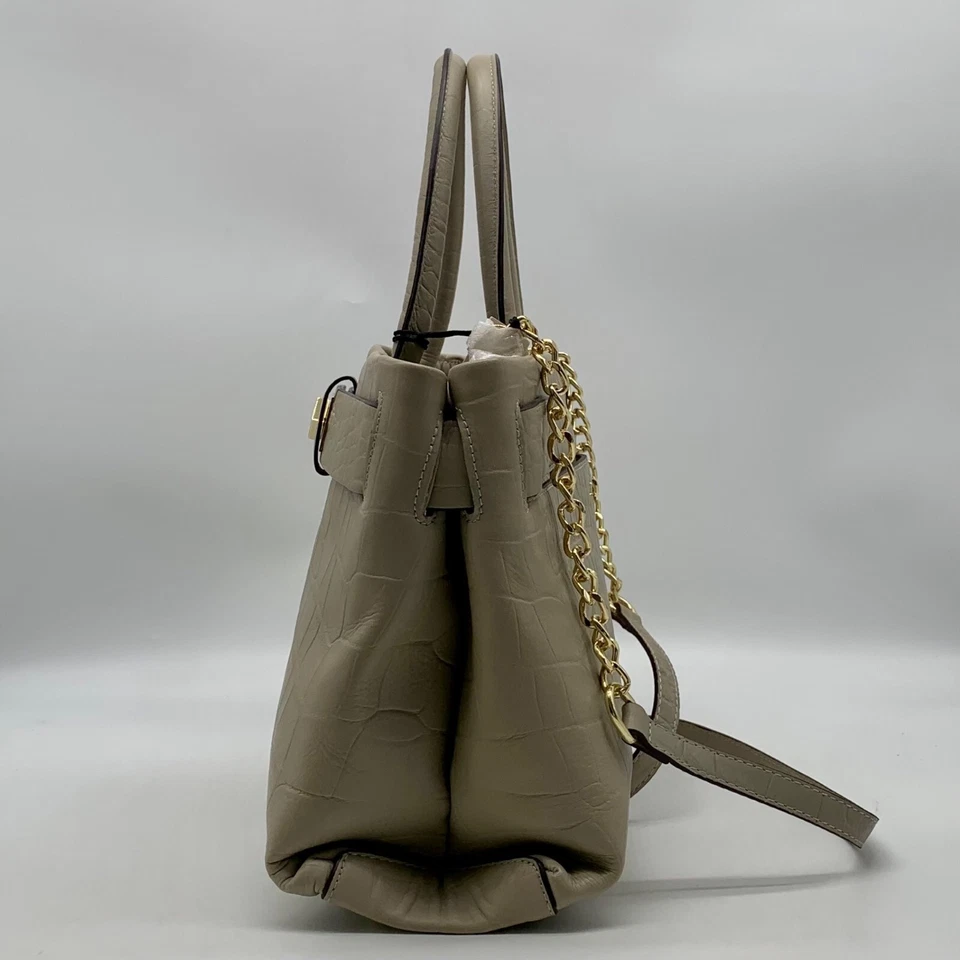 Cartera de cuero en relieve Antonio Melani Belt Turnlock Dove Croc Foto 3 de 4