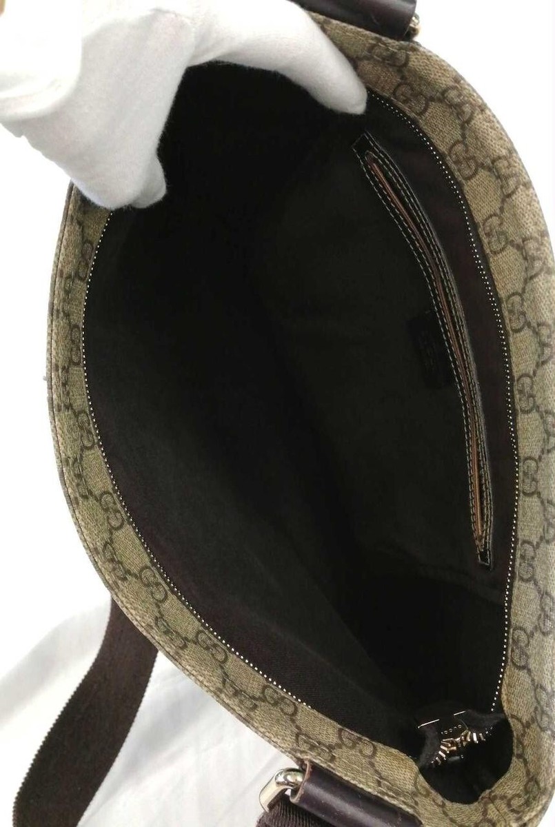 Authentic Gucci GG Supreme Shoulder Bag 201446 Brown Beige