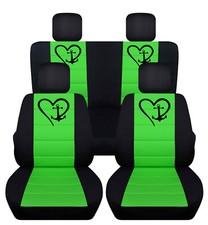 Custom fit SUV Seat Covers Anchor Heart blk-limegreen fits JK wrangler 2dr 07-18