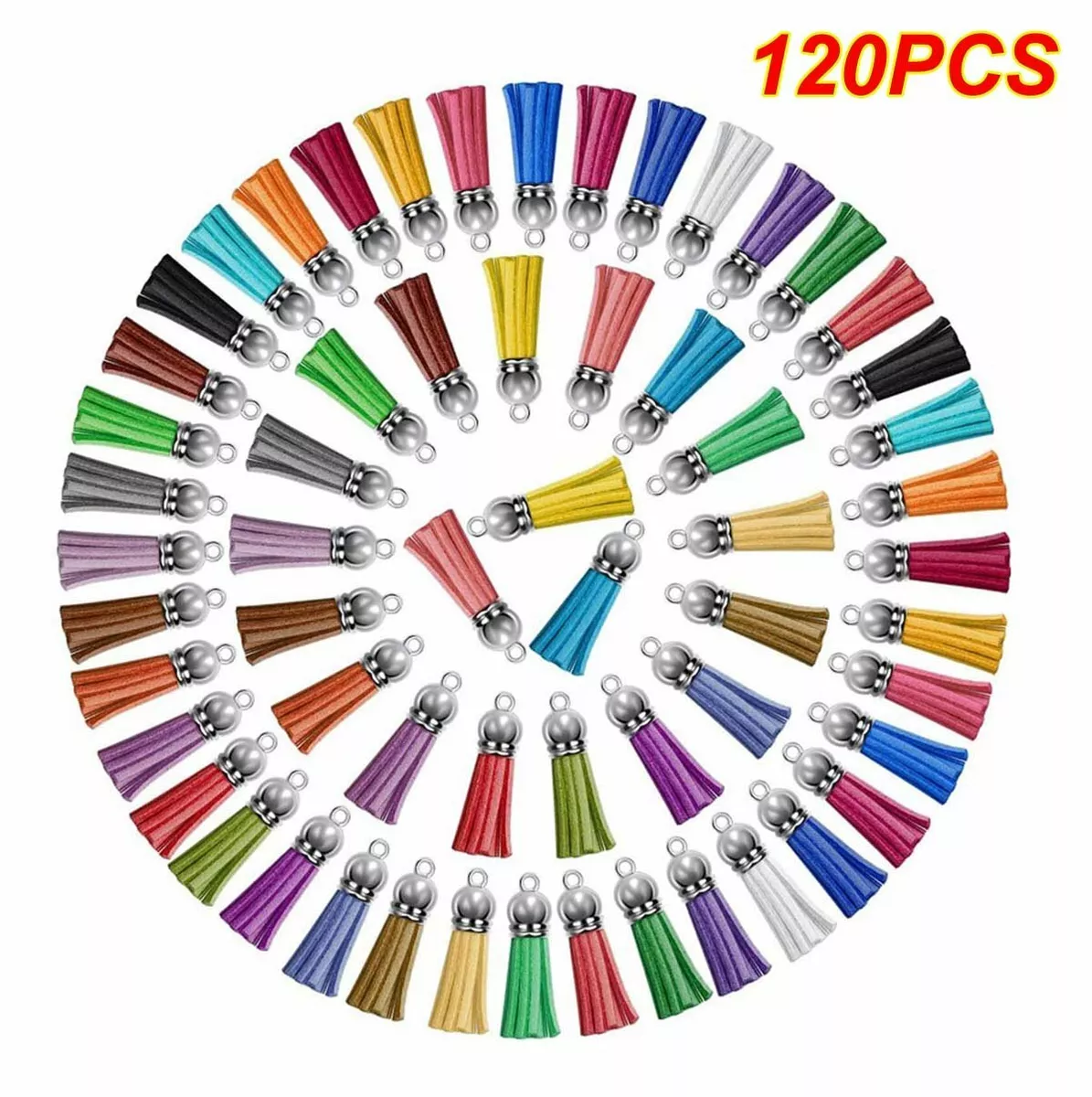 120 pcs Acrylic Keychain Blank with Key Rings: Tassels Key Chain