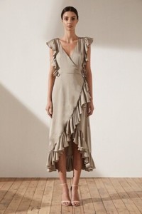 shona joy ruffle midi dress