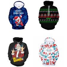 Merry Christmas Santa Claus Sports Hoodie Holiday Sweatshirt Sweater Jumper