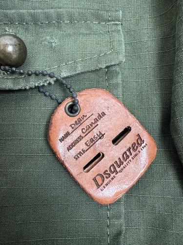 #342 Dsquared2 Easy Style Elbow Patch Army Green Cotton Field Jacket Size 50-40 - Picture 11 of 13