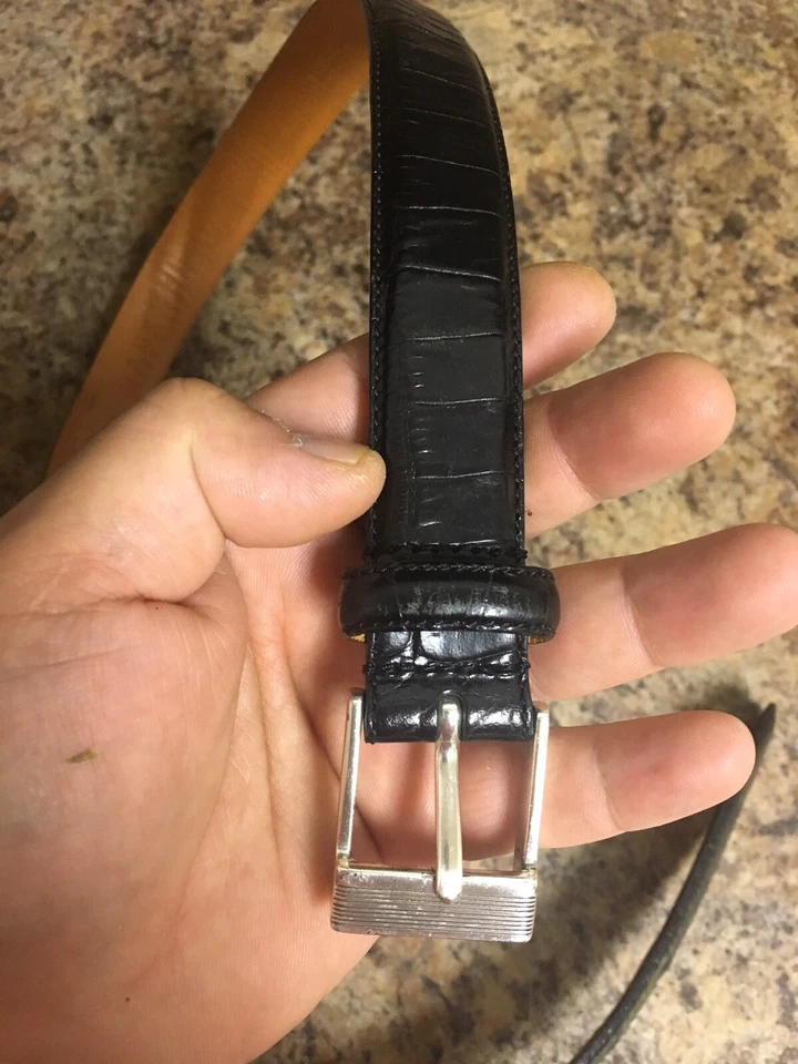 Lauren Ralph Lauren Women's Black Croc Embossed Leather Belt Size S #9101000-001 - Image 3 of 4