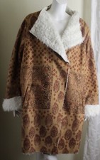 Castaluna Sz 24w 2x Faux Shearling Printed Boho Funky Coat Jacket Printed