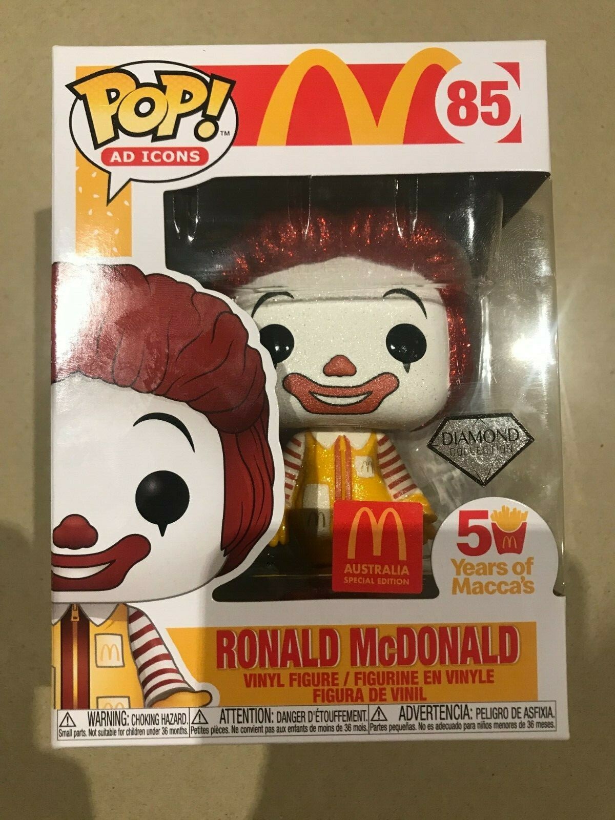 Funko Pop Ronald Mcdonald Diamond Collection #85 Rare Australia Special Edition