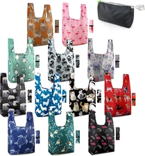 Animal Lover Gifts for Women Reusable Grocery Bags Foldable Shopping Totes 12 Pa