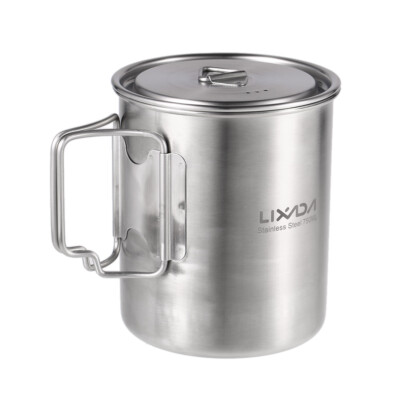 Lixada 750ml Cup Outdoor Stainless Steel Water Cup Mug with Foldable J8I7