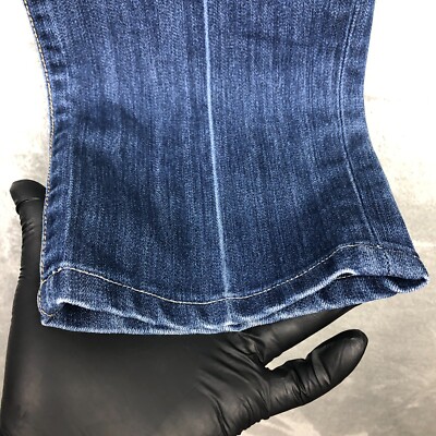 Seven7 Straight Denim Sz 10 Medium Wash Mid Rise Blue Embroidered