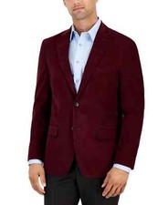 Tommy Hilfiger Men  s Modern Fit Corduroy Sport Coat color BURGUNDY SIZE 38S NEW