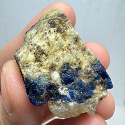 21 Gram Natural Translucent Blue Hauyne Specimen with Calcite from Afghanistan - Picture 7 of 10