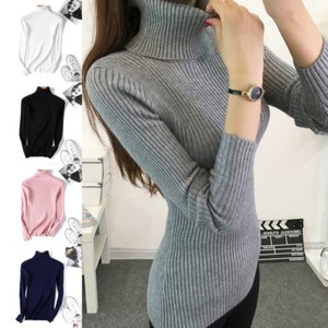 Women-Turtleneck-Slim-Knitted-Sweater-Long-Sleeve-T-shirt-Tops-Pullover-Jumper