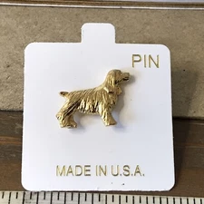 Cocker spaniel Gold Tone Lapel Hat Tie Pin. Made In U.S.A.