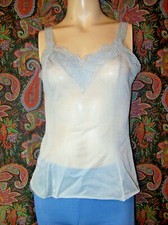 Vintage Olga Lacy Blue Nylon Tricot Princess Camisole S 925