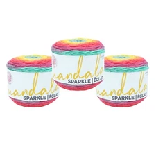 (3 Pack) Lion Brand Yarn 527-312E Mandala Sparkle Yarn, Crux